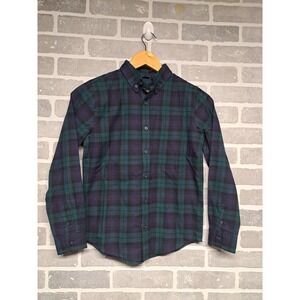 Janie and Jack Boys Holiday Plaid Green Long Sleeve Collared Button Shirt Sze 10